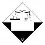 8.0 Bijtende stoffen met wit UN-vlak logo